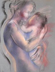 Enhanced charcoal painting - "Tenderness"