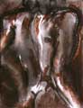 Mixed technique painting - "Dos masculin ondé"